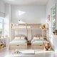 preview thumbnail 2 of 16, Full Over Twin & Twin Bunk Bed Velvet Triple Bunk Bed with Drawers and Guardrails, Beige