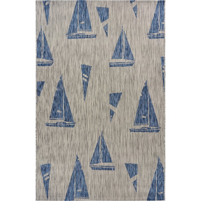 Isola Contemporary Geometric Performance Indoor/Outdoor Area Rug by Sevita - 7'9" x 9'9"