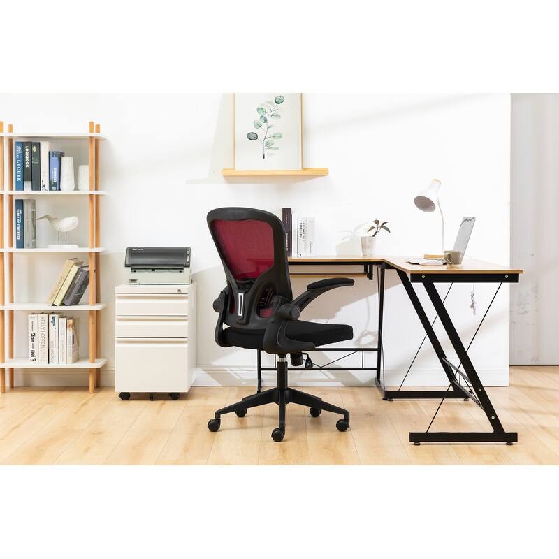 Newton Modern Mid-Back Mesh Office Chair with Flip-Up Arms, Adjustable Height, Tilt Lock, Swivel Wheels Desk Chair