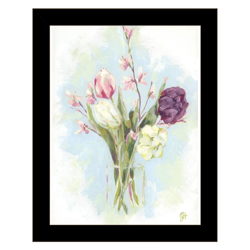 TrendyDecor4U Contemporary "Flower Farm Bouquet II" Framed Print Wall Art - Black