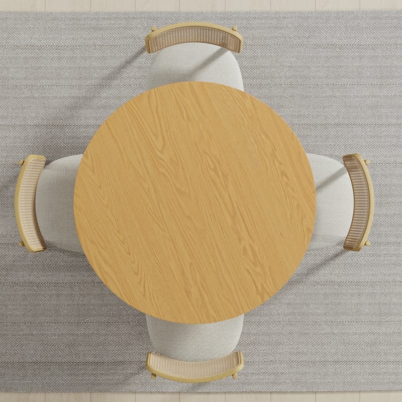 Solid Wood Farmhouse Dining Table Round Wood Top for Modern Dining Rooms & Family Gatherings