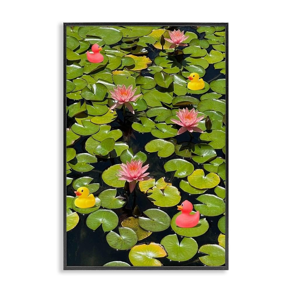 Stupell Rubber Ducks on Pond Lilies Framed Giclee Art Design By Ashley Singleton