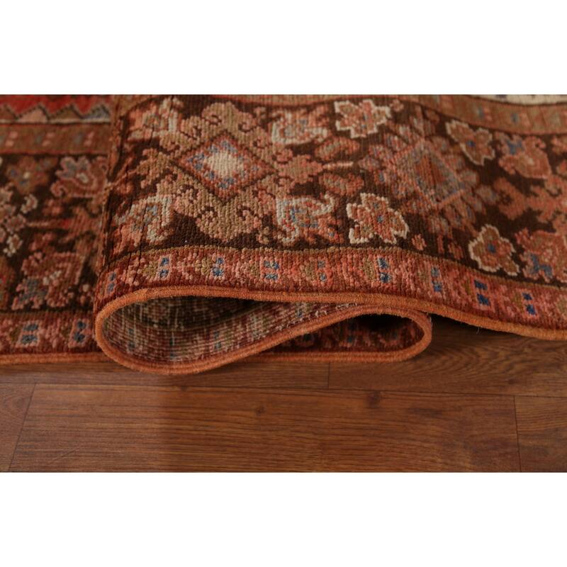 Orange Heriz Persian Vintage Area Rug Handmade Medallion Wool Carpet - 9'7"x 13'0"