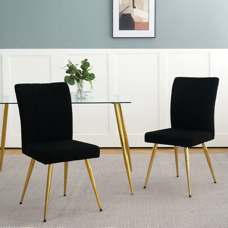 Black Teddy Wool Dining Chairs Set of 4, Upholstered Fabric Side Chair