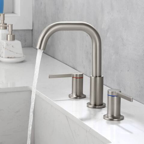 Widespread Bathroom Faucet 3 Holes Bathroom Sink Faucet Two Handle 8 Inch Modern Basin Vanity Mixer Taps With Valve