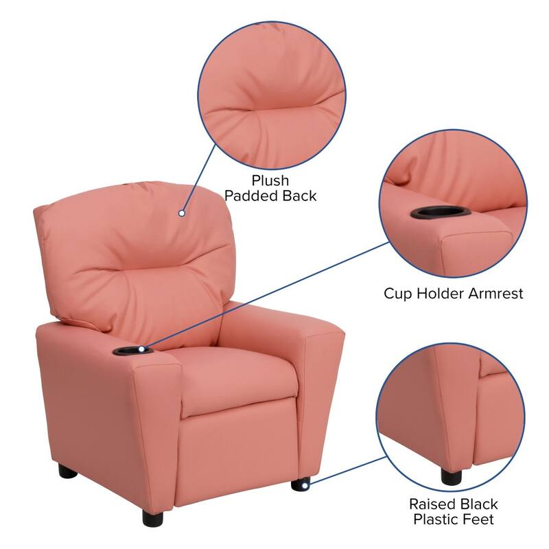 Contemporary Kids Recliner with Cup Holder