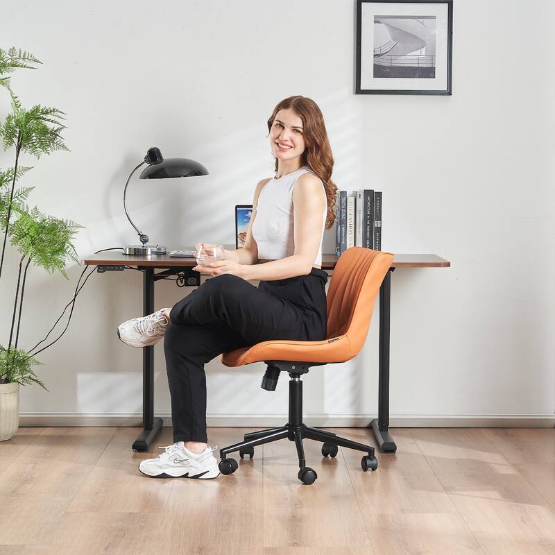 Armless Office Chair Swivel Home Office Desk Chairs with Wheels