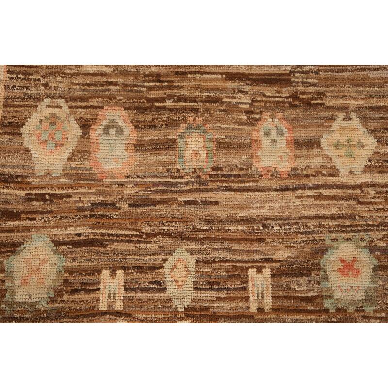 Vegetable Dye Brown Oushak Turkish Rug Handmade Bedroom Wool Carpet - 6'4" x 9'10"