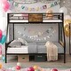preview thumbnail 2 of 5, Twin Over Full Bunk Bed With 2 Side Ladder and Full-Length Guardrail For Home