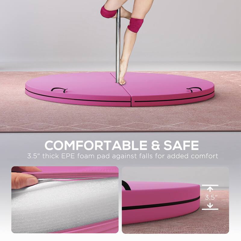 Foldable Pole Dance Safety Mat 3.5 Inch Thick EPE Foam Multi-Use Gymnastics Yoga Pilates Mat with Handles