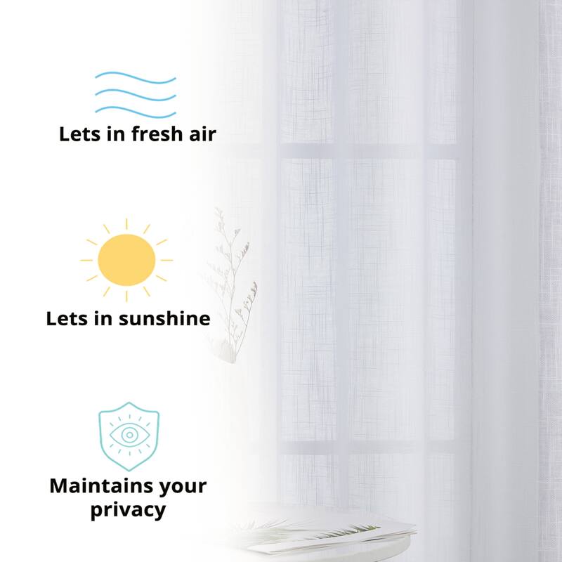 HLC.me Abbey Faux Linen Textured Semi Sheer Grommet Curtain Tiers Valance Small Windows, Bedroom & Bathroom