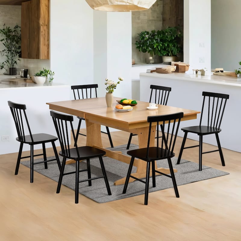 Spindle Back 16" Wide Black Dining Chairs - Set of 6 - Black
