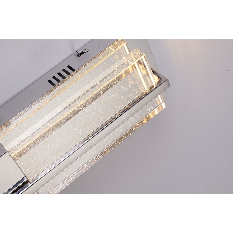 LED Wall Sconce in Chrome Finish with Clear Bubble Glass Shade, Integrated Bulb for Hallway or Living Room - 12