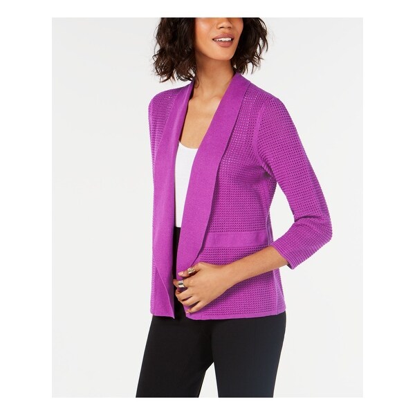 purple open cardigan
