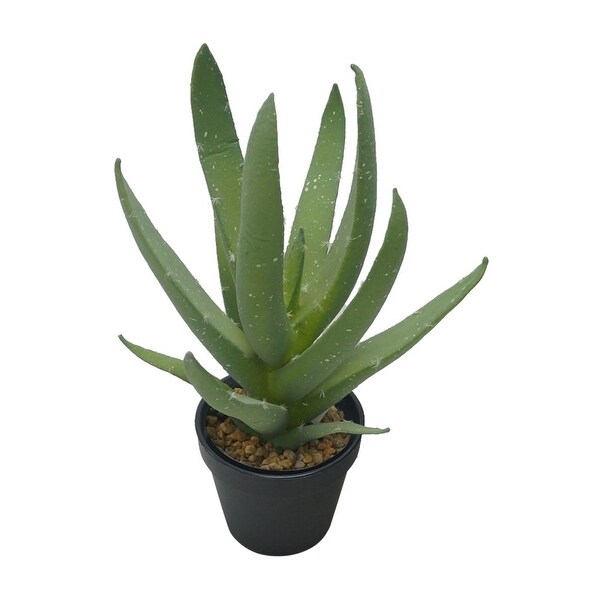 16" Green and Black Unique Abstract Style Potted Faux Aloe Plant - N/A