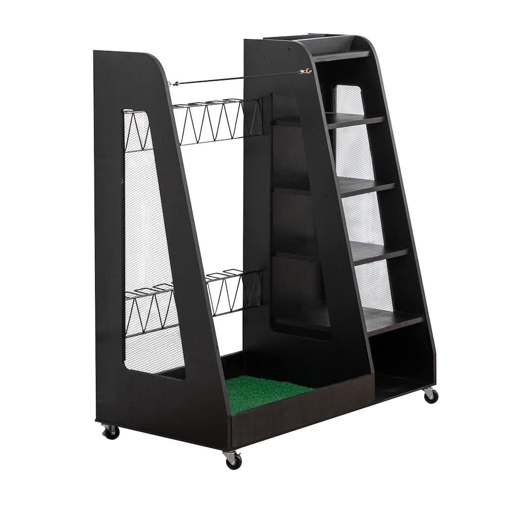 Golf Bag Organizer Rack - Premium 2-Bag Wooden Storage Stand for Garage or Shed - 35.5" L x 18" W x 40" H