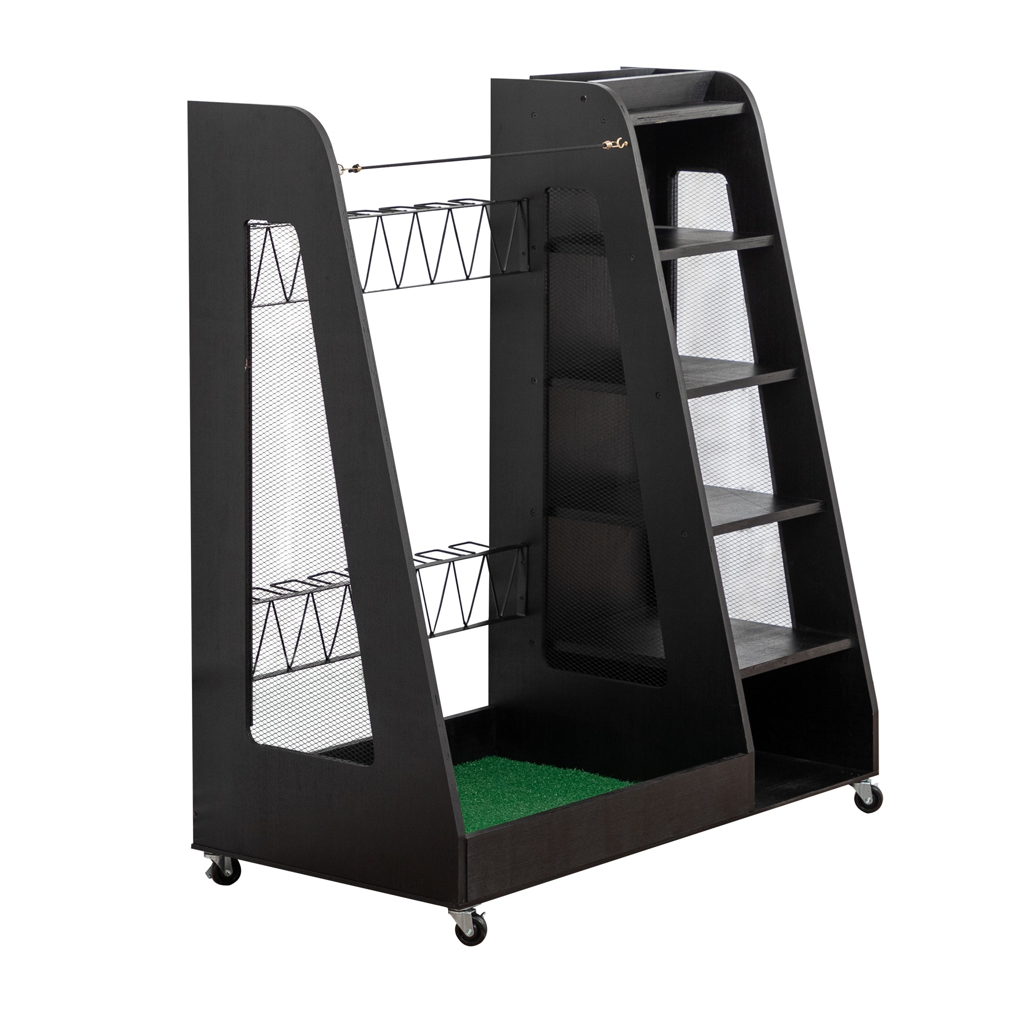 Golf Bag Organizer Rack - Premium 2-Bag Wooden Storage Stand for Garage or Shed - 35.5" L x 18" W x 40" H