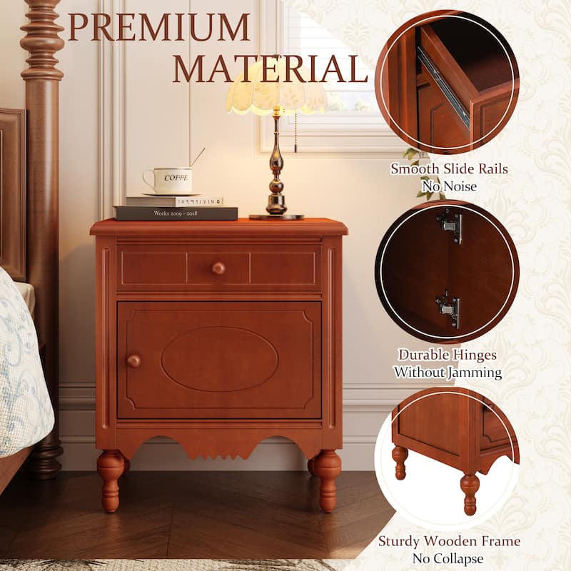 Christopher Knight Home - Marwood Carved Wood Nightstand with Soft-Close Slides and Gourd Legs