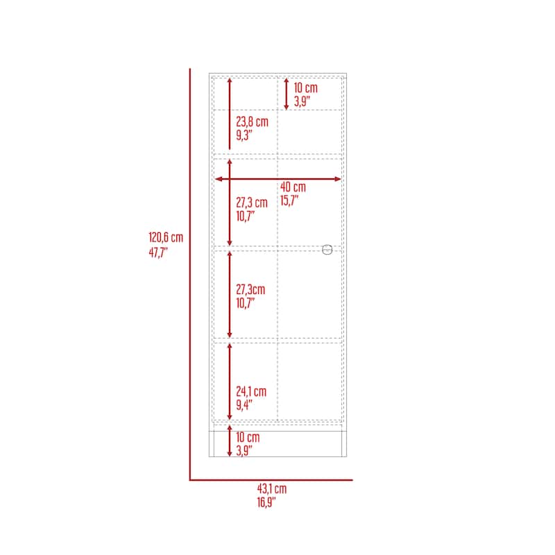 Single Door Pantry Storage Cabinet with Four Interior Shelves