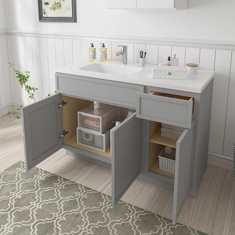 Vanity Art 51" Birch Freestanding Bathroom Vanity Cabinet without Top