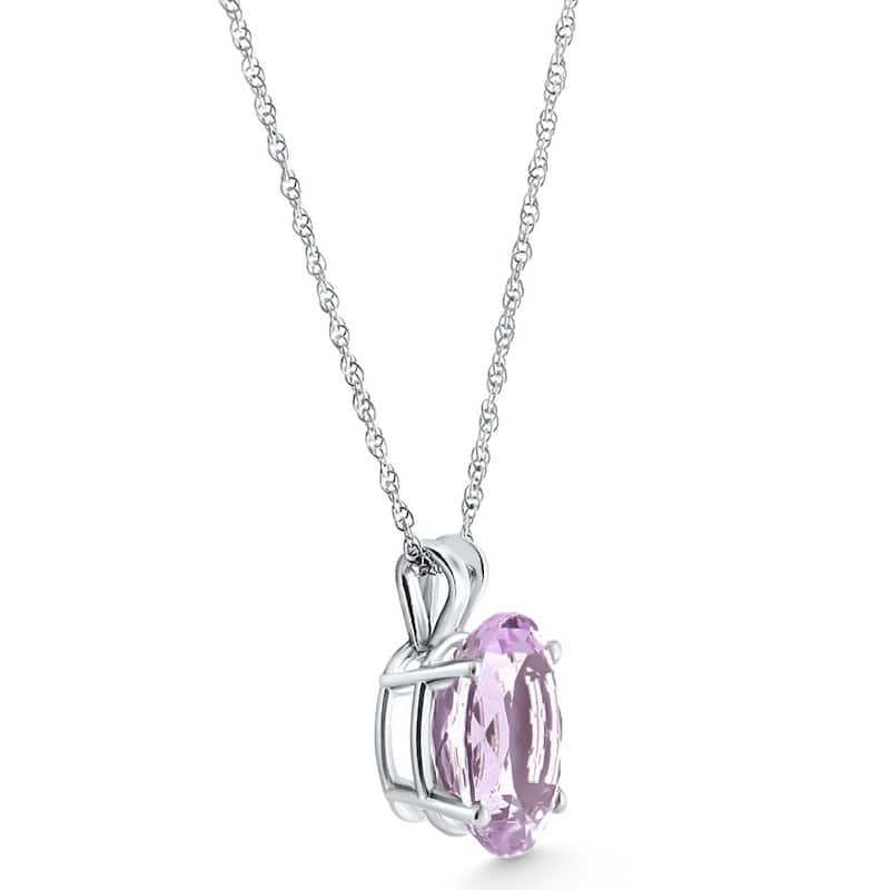 5Ct Purple Amethyst Oval Pendant Gold Women's Necklace 18"