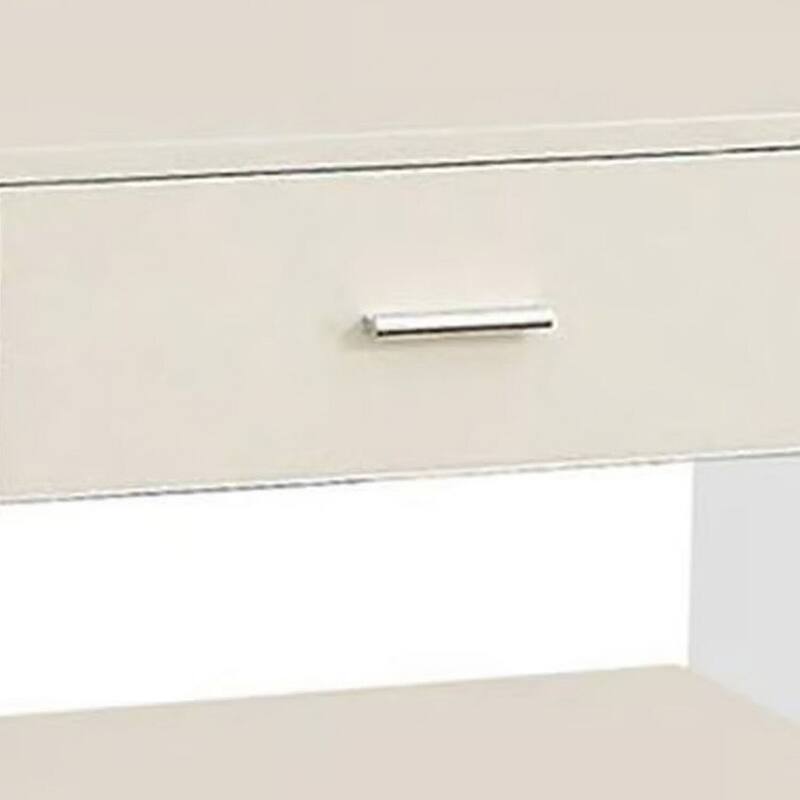20 in. Glossy White Rectangle Glass End Table with Storage Drawer for Convenience