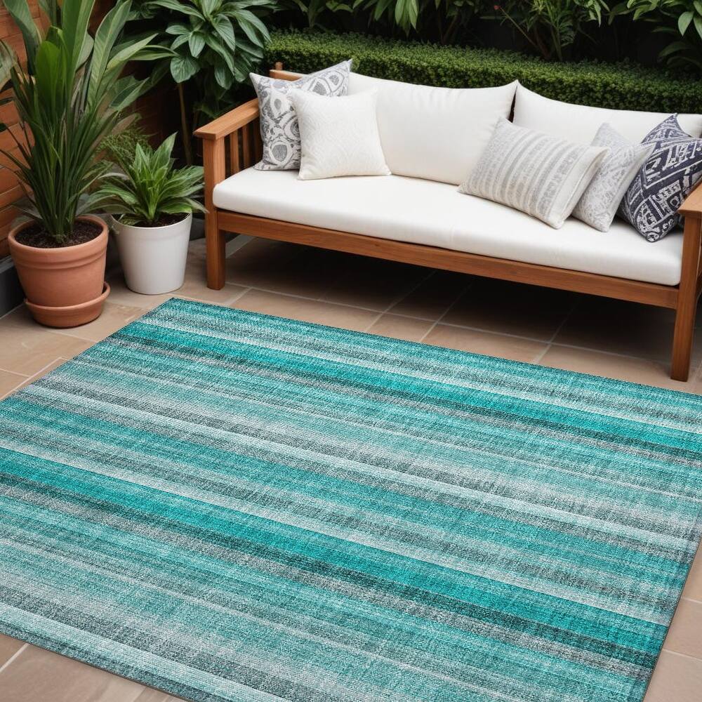Alrifi Stripe Weather Resistant Blended Style Outdoor Rug