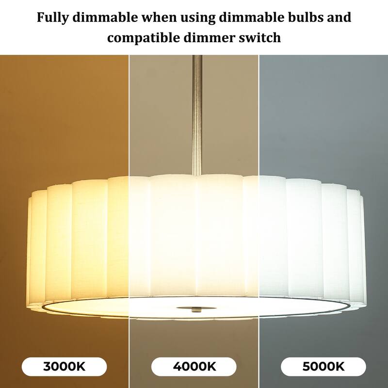 5 Light Simple Modern Pendant with Fabric Shade Adjustable Height Bulb Not Included