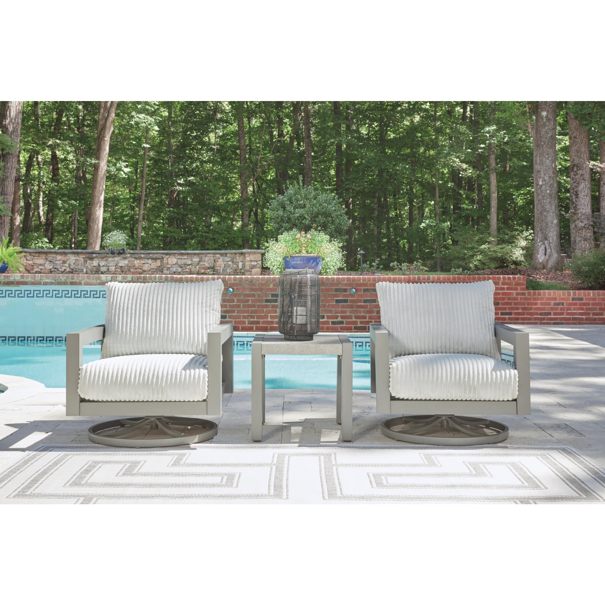 Signature Design by Ashley Agoda Pearl Outdoor Swivel Chair - 34"W x 38"D x 37"H