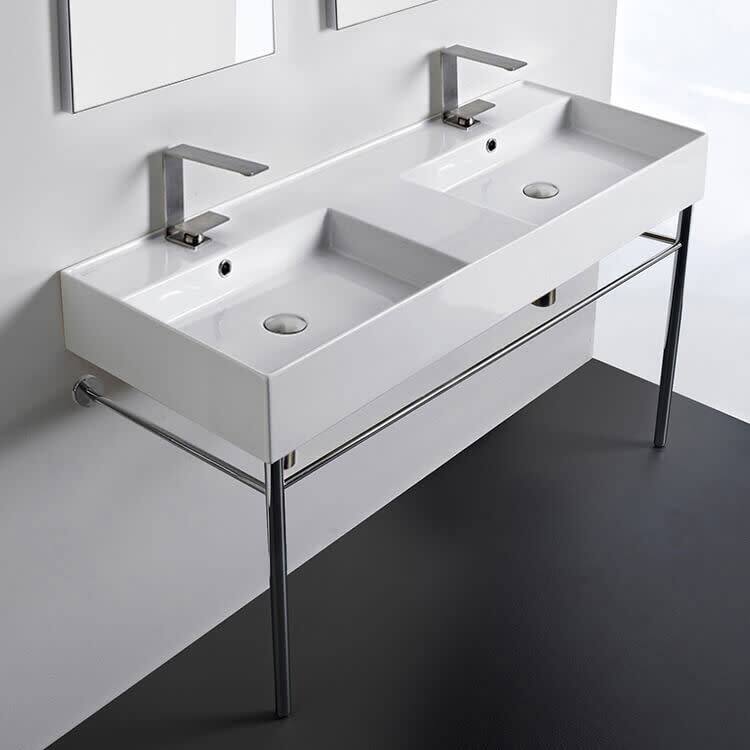 Nameeks Scarabeo 5143-CON-TwoHole Teorema 2.0 47-5/8" Rectangular - White