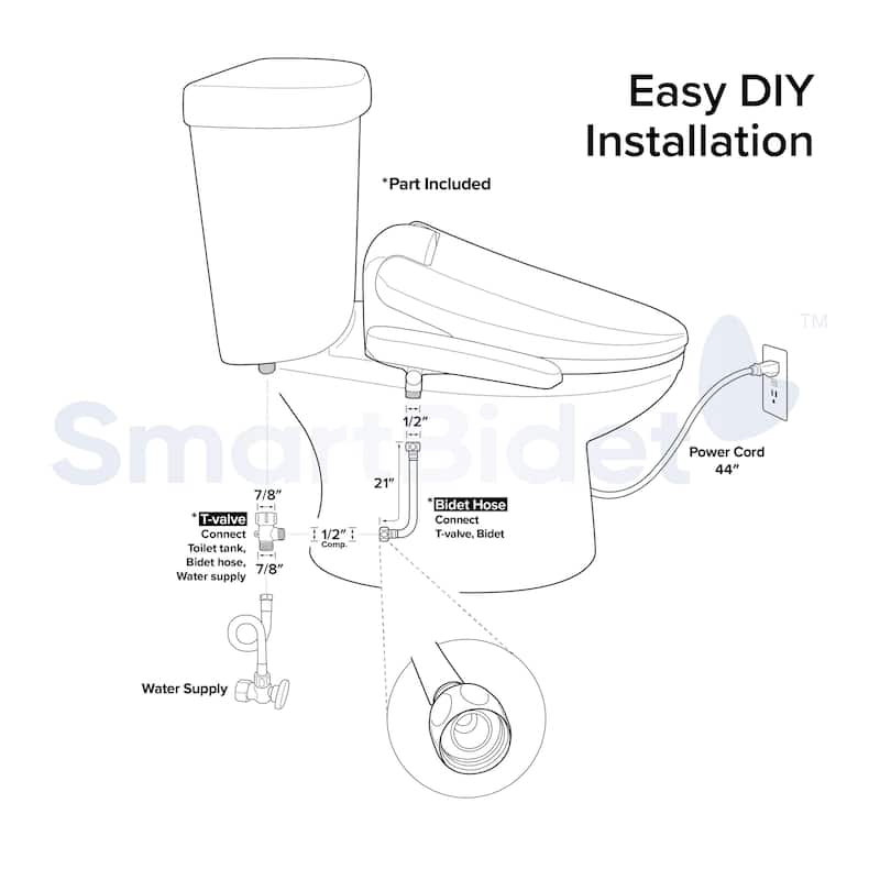 SmartBidet SB-2000 Electric Bidet Toilet Seat with Round Seating