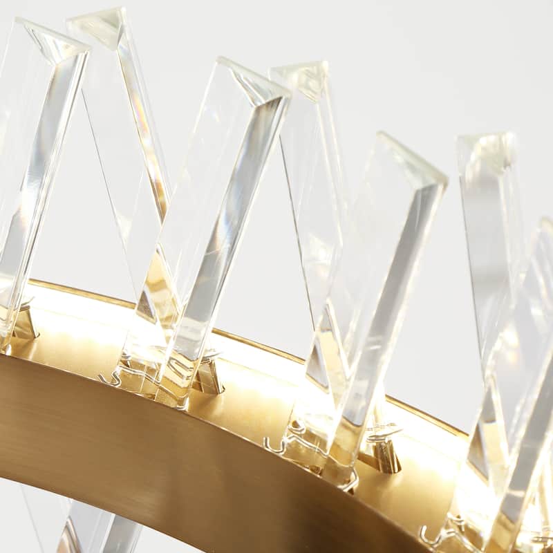 Modern 2-Light LED Crystal Gold Drum Chandelier for Dining Room - D23.2" x H9.4"