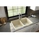preview thumbnail 4 of 60, Karran Drop-In Quartz 34 in. 1-Hole 50/50 Double Bowl Kitchen Sink Kit