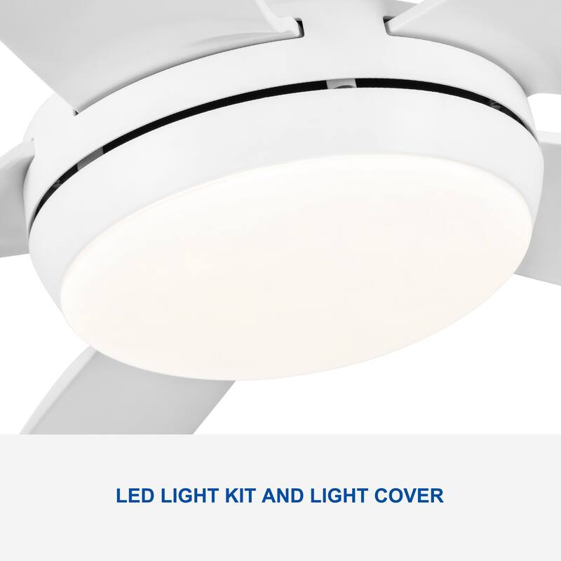 56 in. Dimmable Integrated LED Indoor White Ceiling Fan with Reversible Motor and Remote - 56 INCHES