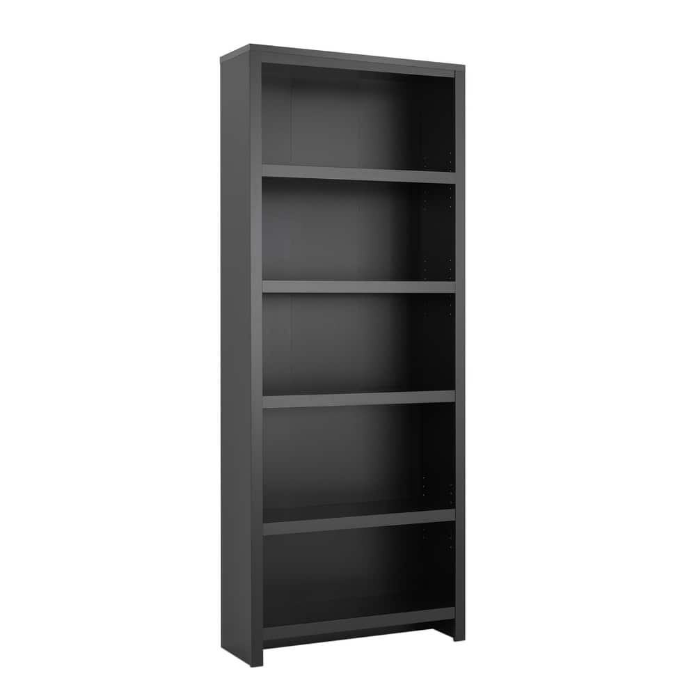 Prepac Moda 80" H 5-Tier Bookcase, Modern Storage Accent Bookshelf with 3 Adjustable Shelves for Home Office, Living Room