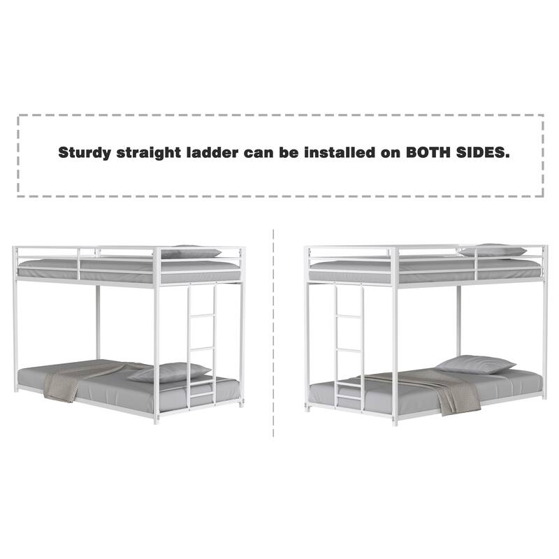 Adam Sturdy Twin Over Twin Metal Bunk Bed (White) - Low Profile, Stable Ladder, Easy Climbing - for Kids & Adults