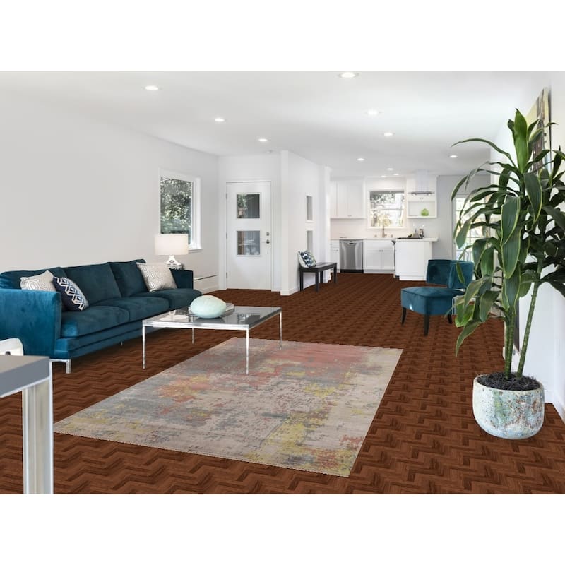 Contemporary Colorful Abstract Area Rug Handmade Wool Carpet - 4'10"x 7'4"