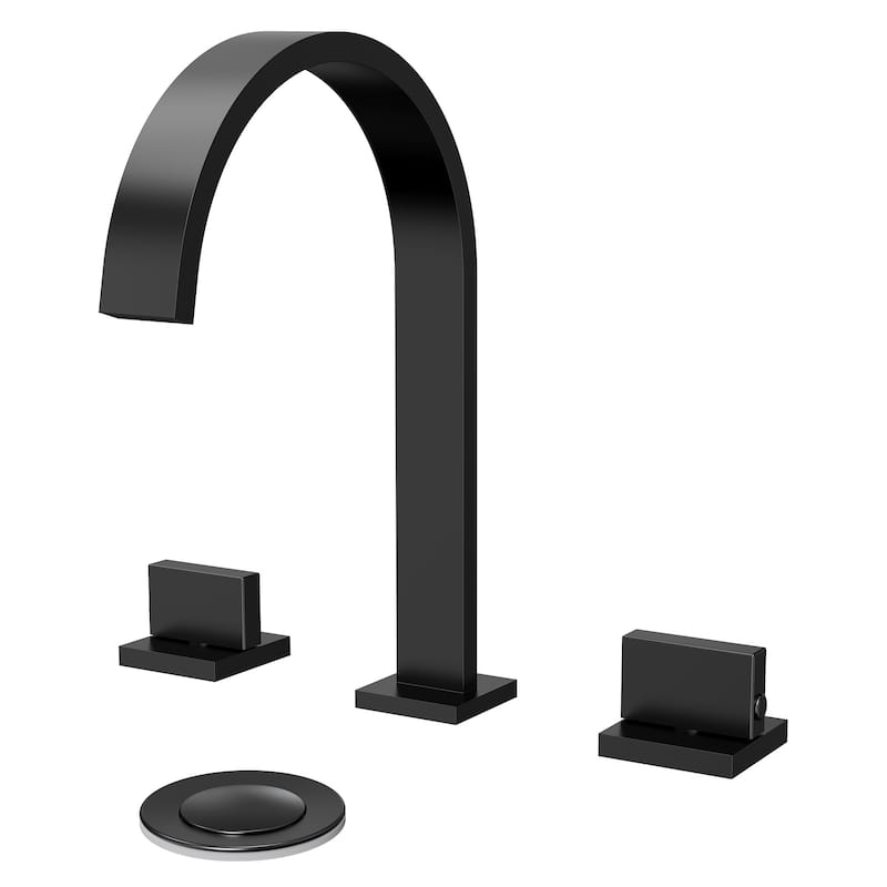 GRANDJOY High Arc Double Handle Bathroom Sink Faucet with Drain
