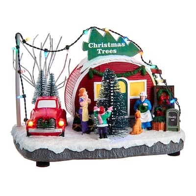 Kurt Adler 4.7-Inch Battery Operated Lighted "Christmas Trees" Village Shop