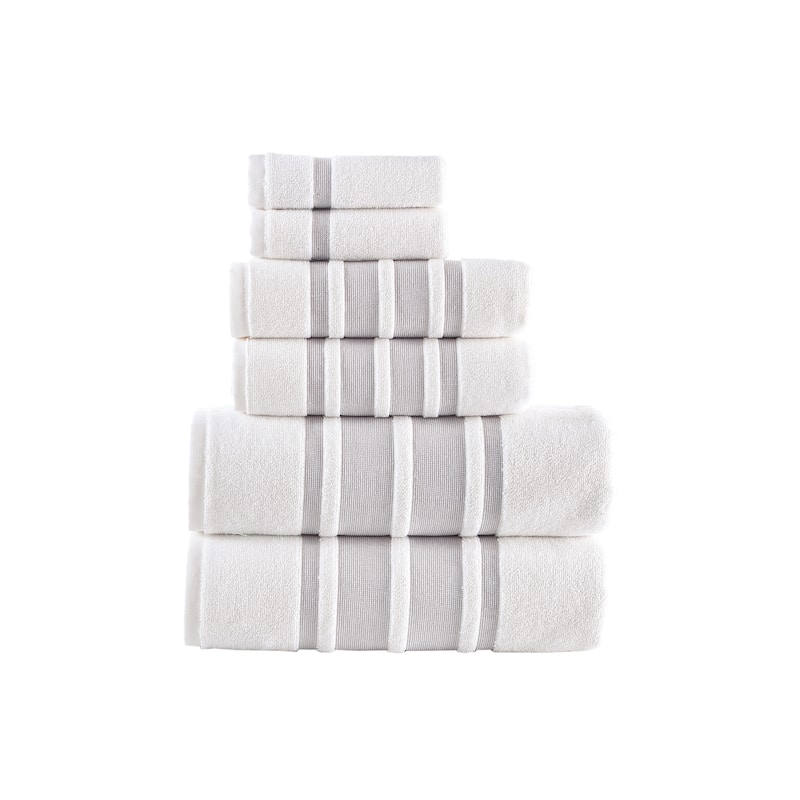 Brooks Brothers Contrast Border 6 pcs Towel Set - Taupe