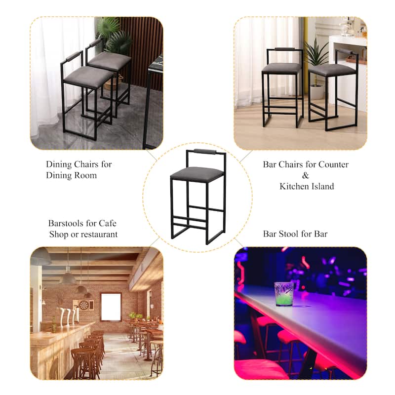 Ostweer Furniture PU Leather Upholstered Bar Stools Black Set of 2