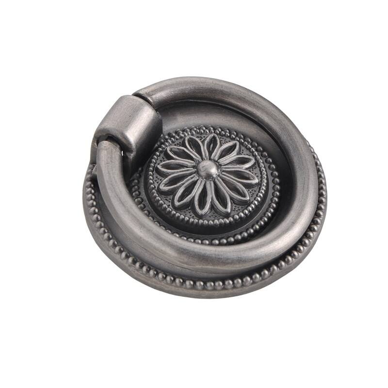 Utopia Alley Medici Cabinet Ring Pull Knob - Decorative Cabinet Pewter Drop Pull Knobs - Metal Drawer Pull Knobs 1 5/8"