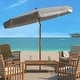 preview thumbnail 1 of 4, SAFAVIEH Copen 6.5ft Round Outdoor Patio Umbrella with Fringe Trim - UV Resistant, Button Tilt White/Black Stripe