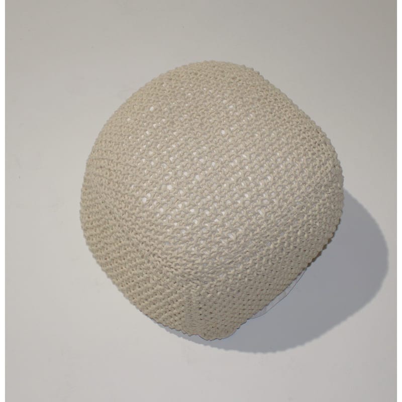 Rounded Pouf - Footrest For Living Room Or Bedroom - 100% Cotton Pouf - Beige