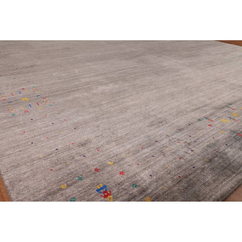 Earth Tone Gabbeh Indian Square Area Rug Handmade Wool Carpet - 10'0" X 9'9"