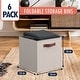 preview thumbnail 66 of 64, Foldable Collapsible Storage Box Bins Linen Fabric Shelf Basket Cube Organizer with Leather Handles - Set of 6