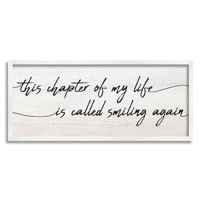 Stupell Smiling Again Motivational Healing Calligraphy Rustic Detail Framed Wall Art - White