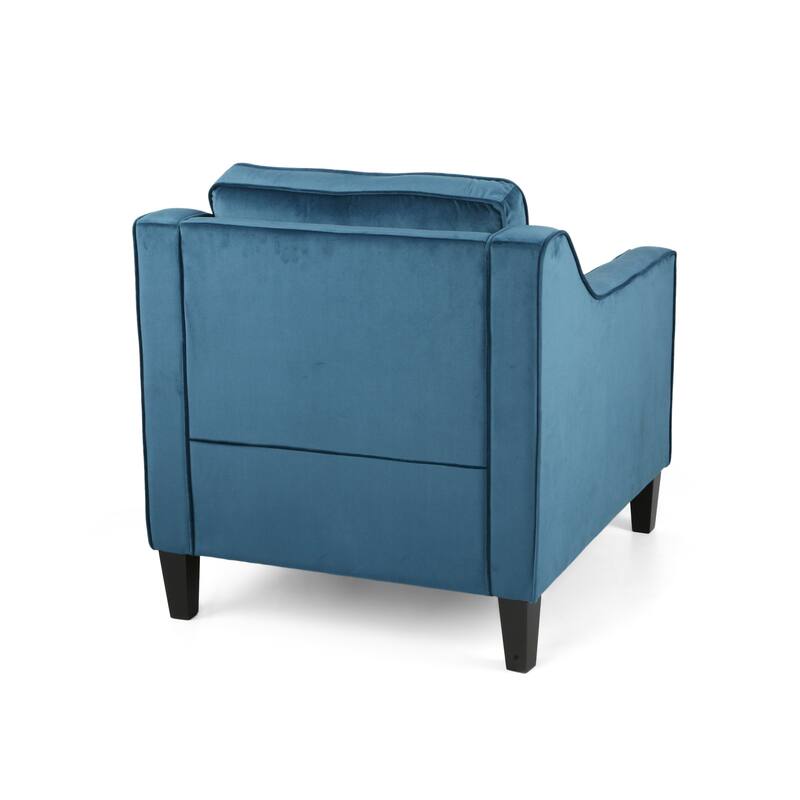 Roomfitters Velvet Accent Chair, Upholstered Armchair for Living Room Seating with Sloping Arms, Cozy Club Chair