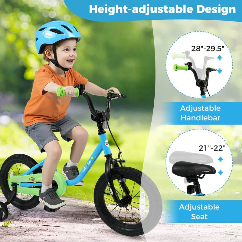 Costway 12-Inch Kids Bicycle with Adjustable Seat Front Handbrake & - See Details