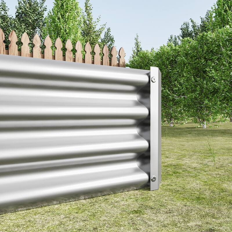 7.6x3.7x0.98ft Metal Raised Garden Bed Kit - for Flowers, Veggies & Herbs (Silver)